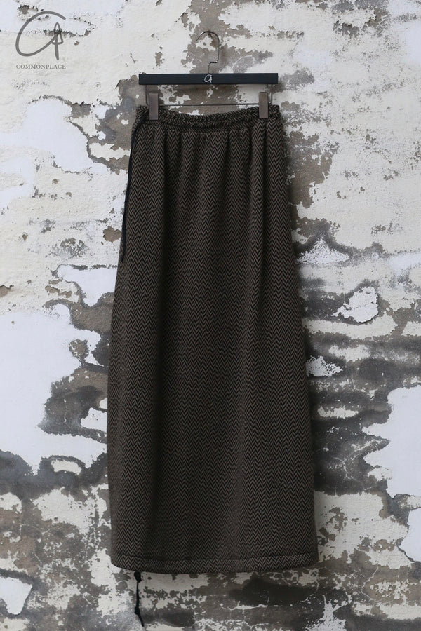 AVIVA JIFEI XUE 24 autumn and winter sage herringbone wool knitted drawstring skirt AJX-FW24-DS-SCWK-SWC sage